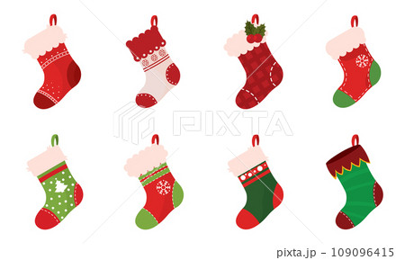 Set of christmas socks icons Vector 109096415