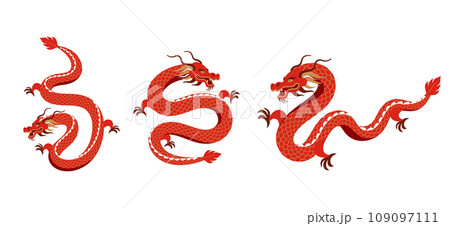 Red Dragon illustrations collection. Chinese new year 2024 year of the dragon - red traditional Red Dragon illustrations collection. Chinese new year 2024 year of the dragon - red traditional 109097111