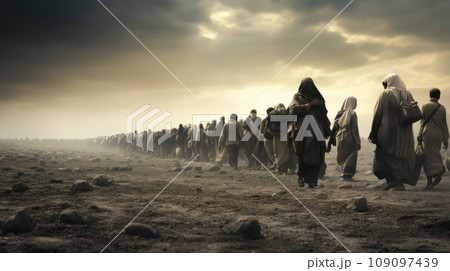 Civilian refugee affected from war and battle has no comeliness Civilian refugee affected from war and battle has no comeliness 109097439