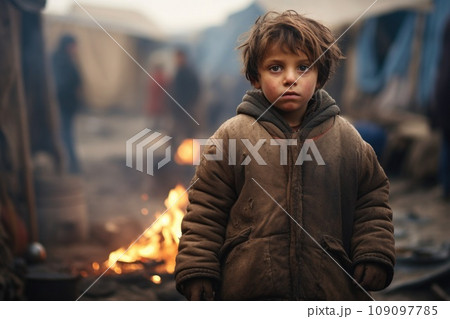 Civilian refugee affected from war and battle has no comeliness Civilian refugee affected from war and battle has no comeliness 109097785