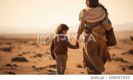Civilian refugee affected from war and battle has no comeliness 109097930