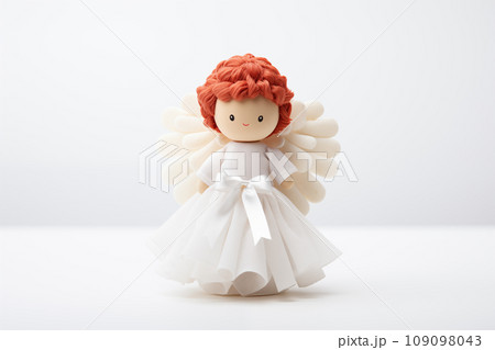 small christmas angel toy on furniture background - Generative AI 109098043