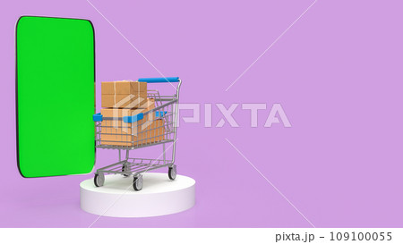 The mobile and shopping cart for online Business 3d rendering. The mobile and shopping cart for online Business 3d rendering. 109100055