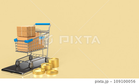 The trolley and mobile for shopping online concept 3d rendering. The trolley and mobile for shopping online concept 3d rendering. 109100056