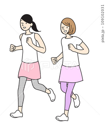 シンプルな人物イラスト　女性のライフスタイル　ランニングする女性 109102031