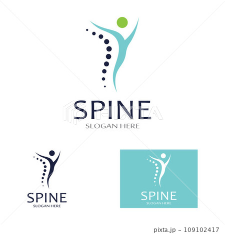Spinal diagnostics, spine care, and spine health. With modern vector icon design concept logo template illustration Spinal diagnostics, spine care, and spine health. With modern vector icon design concept logo template illustration 109102417