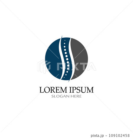 Spinal diagnostics, spine care, and spine health. With modern vector icon design concept logo template illustration Spinal diagnostics, spine care, and spine health. With modern vector icon design concept logo template illustration 109102458