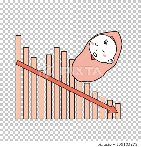 出生率低下のイメージイラスト 109103279