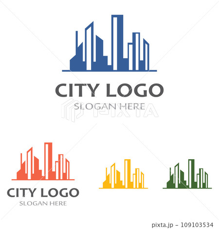 Downtown building logo design with creative idea Downtown building logo design with creative idea 109103534