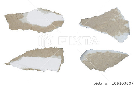 Pieces of torn scrapbook paper isolated on white background Pieces of torn scrapbook paper isolated on white background 109103607