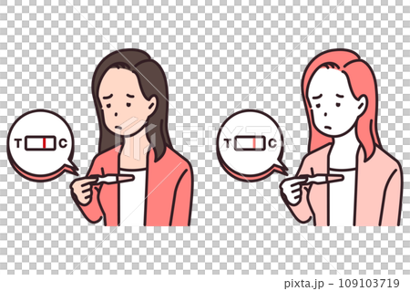 Illustration of a woman who confirmed her pregnancy - Disappointed 109103719