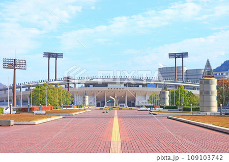 岐阜県岐阜市、長良川競技場の風景 岐阜県岐阜市、長良川競技場の風景 109103742