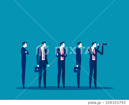Business team leader looking in the future with employees following. Business vector illustration 109103793