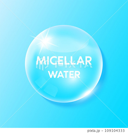 Micellar water. Amino acids are natural moisturizers facial cleanser. Collagen serum and hyaluronic acid skincare. For beauty cosmetic. Medical scientific concept. 3D Vector. 109104333