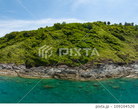 Beautiful sea landscape view at Phuket island Thailand in summer season,Amazing sea ocean in good weather day,Nature beach background 109104520