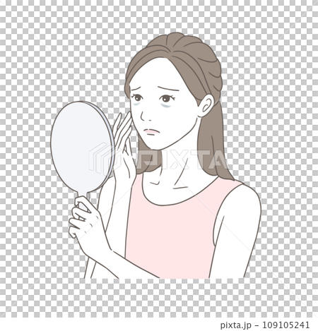 照鏡子的女子患有黑眼圈 109105241