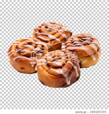 Sweet Spiral Cinnamon Pastries with Drizzled Glaze Sweet Spiral Cinnamon Pastries with Drizzled Glaze 109105335