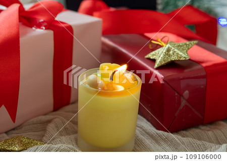 Christmas elements, gifts, fir branches, red decorations on white background. Christmas concept, winter, new year Christmas elements, gifts, fir branches, red decorations on white background. Christmas concept, winter, new year 109106000