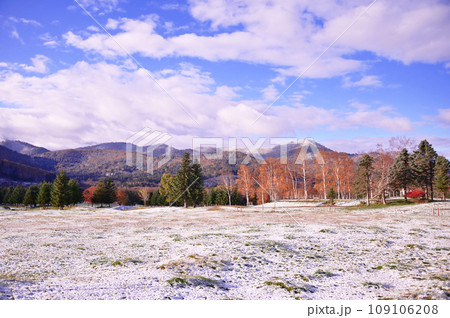 トマム紅葉と初雪 109106208