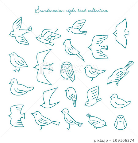 北欧風デザインの鳥イラストコレクション 北欧風デザインの鳥イラストコレクション 109106274