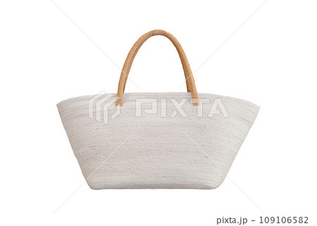 white wicker bag or woven handmade bag isolated on white with clipping path white wicker bag or woven handmade bag isolated on white with clipping path 109106582