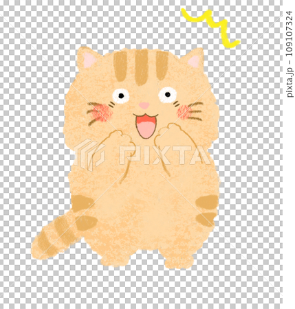 口を開けて驚いているねこ 茶トラ 口を開けて驚いているねこ 茶トラ 109107324