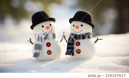 お洒落な雪だるま　AI生成画像 109107627