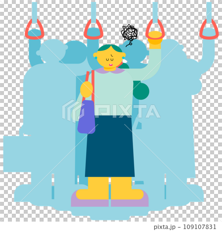 A woman who seems to have difficulty commuting to work 109107831