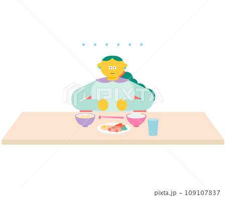 食欲がなくご飯を食べることができない女性 食欲がなくご飯を食べることができない女性 109107837