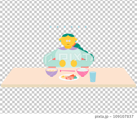 食欲がなくご飯を食べることができない女性 食欲がなくご飯を食べることができない女性 109107837