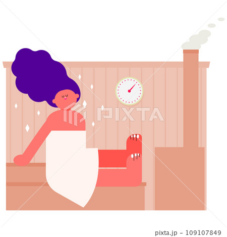 サウナでストレス発散をする女性 サウナでストレス発散をする女性 109107849