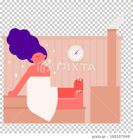サウナでストレス発散をする女性 サウナでストレス発散をする女性 109107849