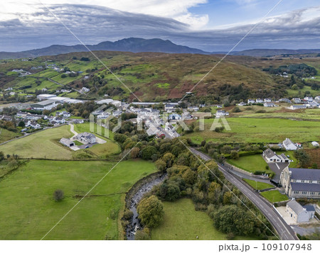 Aerial view of Kilcar in County Donegal - Ireland Aerial view of Kilcar in County Donegal - Ireland 109107948