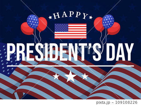 Happy Presidents Day Vector Illustration on 19 February with President America and USA Flag in Flat Cartoon Background Design 109108226