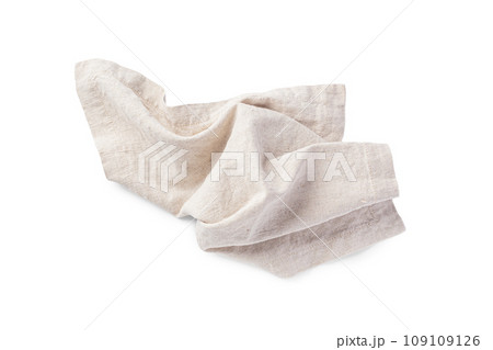 Linen napkin isolated on white background, top view Linen napkin isolated on white background, top view 109109126