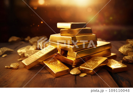 Stack of gold bars. Financial concepts 109110048