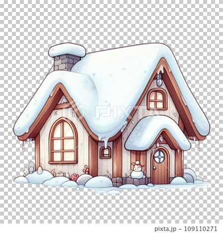 Cute cartoon Christmas house with snow clip art Cute cartoon Christmas house with snow clip art 109110271