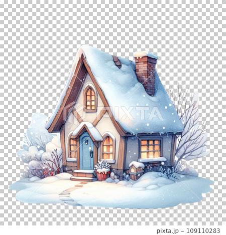 Cute cartoon Christmas house with snow clip art Cute cartoon Christmas house with snow clip art 109110283