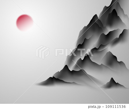 Modern design vector illustration of beautiful Chinese ink landscape painting. 109111536