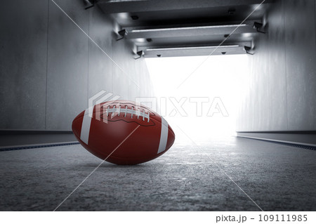 American football balls in stadium 109111985