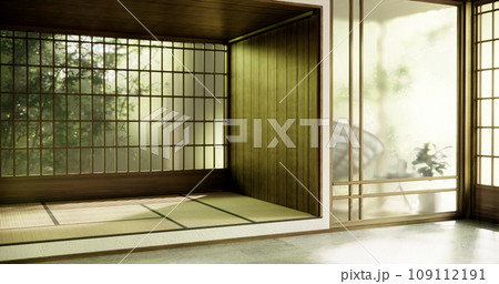 Interior, Empty room and tatami mat floor room modern style. Interior, Empty room and tatami mat floor room modern style. 109112191