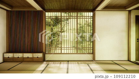Interior, Empty room and tatami mat floor room modern style. Interior, Empty room and tatami mat floor room modern style. 109112210