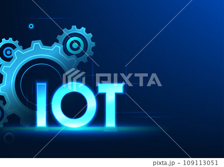 Internet of Things technology IoT placed in front of the gear It means providing real-time access to devices connected to the cloud and the internet. Vector illustration 109113051