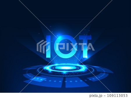 Internet of Things technology IoT placed on the technology circle Allows real-time access to devices in a system connected to the cloud and the internet. Vector illustration 109113053