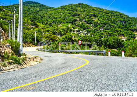 A mountain serpentine road in Vietnam  109113413