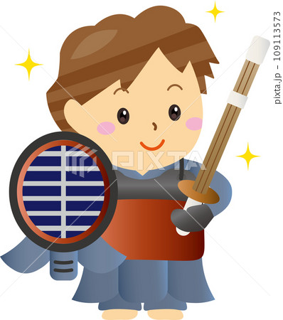 剣道防具を身に着けた笑顔の人 109113573