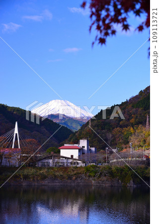 鮮やかな丹沢湖の紅葉 109113721