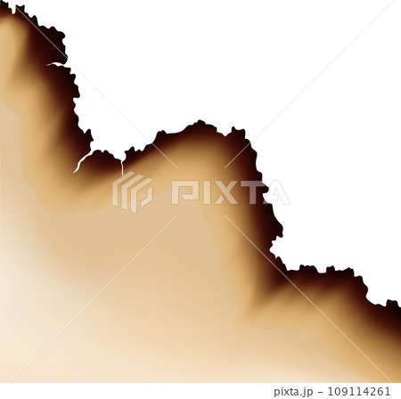 Burnt paper hole, page edges and corner. 3d vector with realistic fire flame, ashe and brown burns. Destroyed paper or parchment with cracked and dirty border Burnt paper hole, page edges and corner. 3d vector with realistic fire flame, ashe and brown burns. Destroyed paper or parchment with cracked and dirty border 109114261