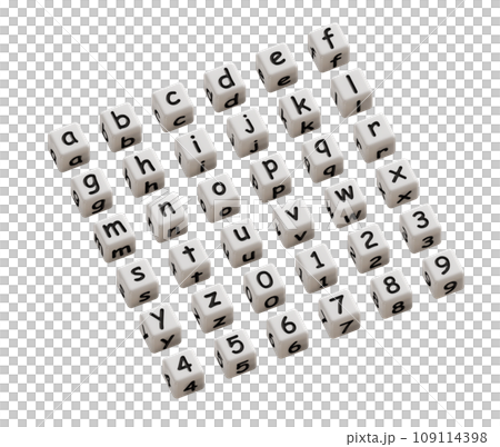 white dice with alphabets and numbers white dice with alphabets and numbers 109114398