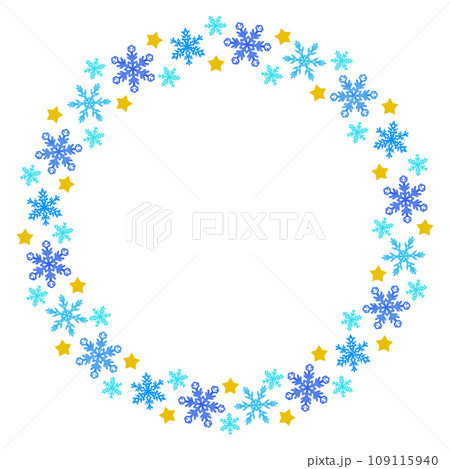 雪の結晶　円フレーム 109115940